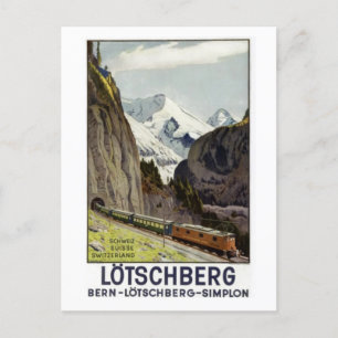 Vintage Railroad Vacation in Schweiz Helg Vykort