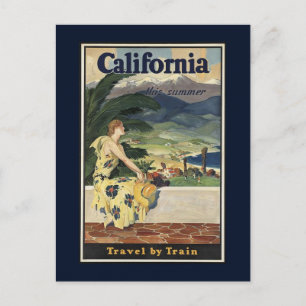 Vintage Railway California Travel Advertisement Vykort