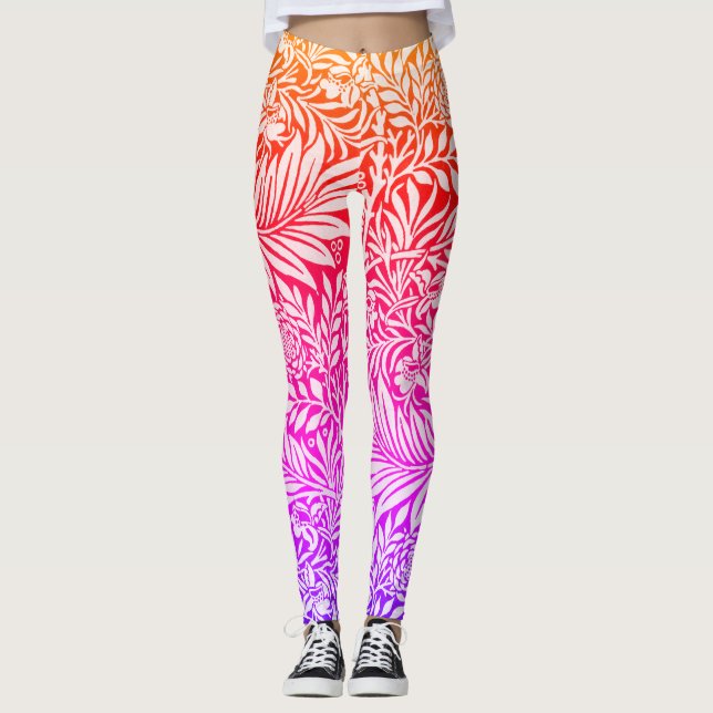 Vintage Rainbow Blommigt Botanical Mönster Leggings (Framsida)