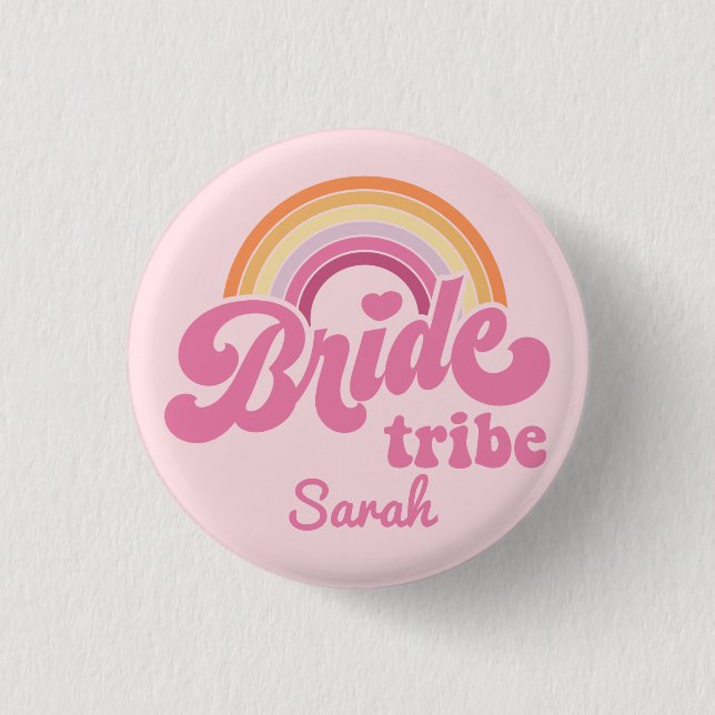 Vintage Rainbow Brud Stam Badge Knapp (Framsida)