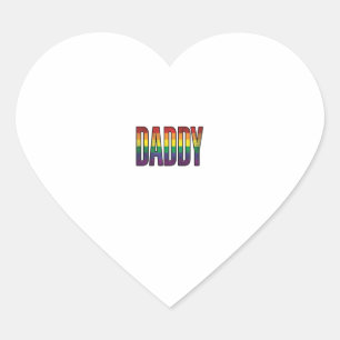 Vintage Rainbow Daddy Pride Typografi T-Shirt_1 Hjärtformat Klistermärke