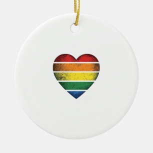 Vintage Rainbow Heart Pride Vector T-Shirt Design_ Julgransprydnad Keramik
