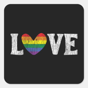 Vintage Rainbow Kärlek Proud Family Matching Gay L Fyrkantigt Klistermärke