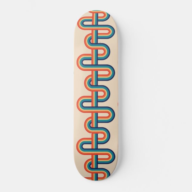 Vintage Rainbow Swirl Skateboard (Framsida)