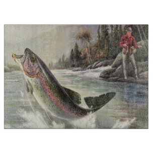 Vintage Rainbow Trout Fisherman Fisherman Fishing