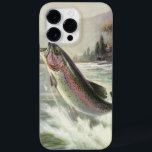 Vintage Rainbow Trout Fisherman Fisherman Fishing<br><div class="desc">Vintage som illustrerar sportens utformning med en fiskare som fiskar i en flod. En regnbåge slår och hoppar ut från vatten.</div>