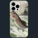 Vintage Rainbow Trout Fisherman Fisherman Fishing<br><div class="desc">Vintage som illustrerar sportens utformning med en fiskare som fiskar i en flod. En regnbåge slår och hoppar ut från vatten.</div>