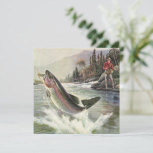 Vintage Rainbow Trout Fisherman Fisherman Fishing
