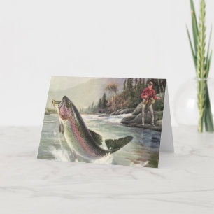 Vintage Rainbow Trout Fisherman Fisherman Fishing Kort