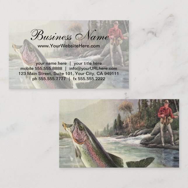 Vintage Rainbow Trout Fisherman Fisherman Fishing  Visitkort (Fram/baksida)