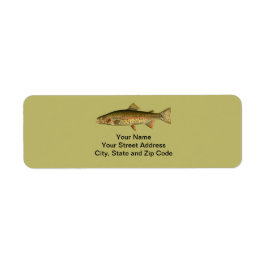 Vintage Rainbow Trout Mörk Khaki Etikett Returadress Etikett