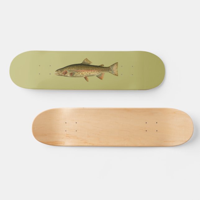 Vintage Rainbow Trout Mörk Khaki Skateboard (Horz)