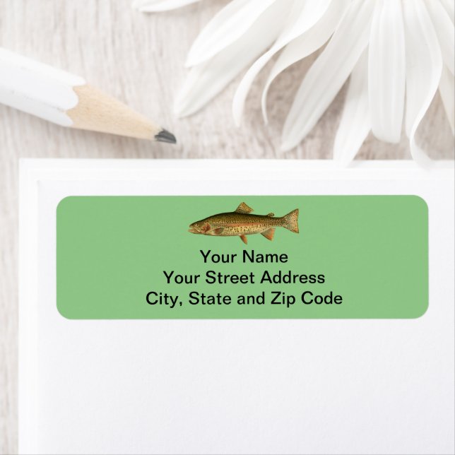 Vintage Rainbow Trout Returadress Etikett (Insitu)