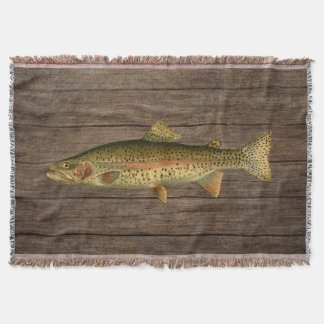Vintage Rainbow Trout Throw Blanket Filt