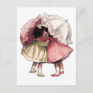Vintage Rainy Day Girls Vykort