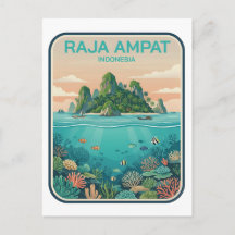 Vintage Raja Ampat Indonesien Korallrev Dykkonst