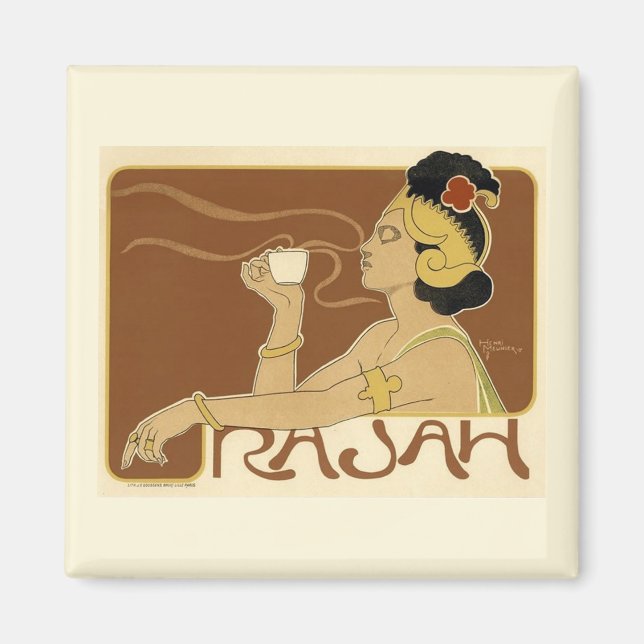 Vintage Rajah Coffee Ad Light Gräns Magnet (Framsidan)