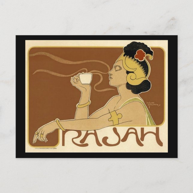 Vintage Rajah Kaffe Reklam Vykort (Framsida)