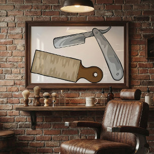 Vintage Rak Razor and Strop Barber Shop Poster