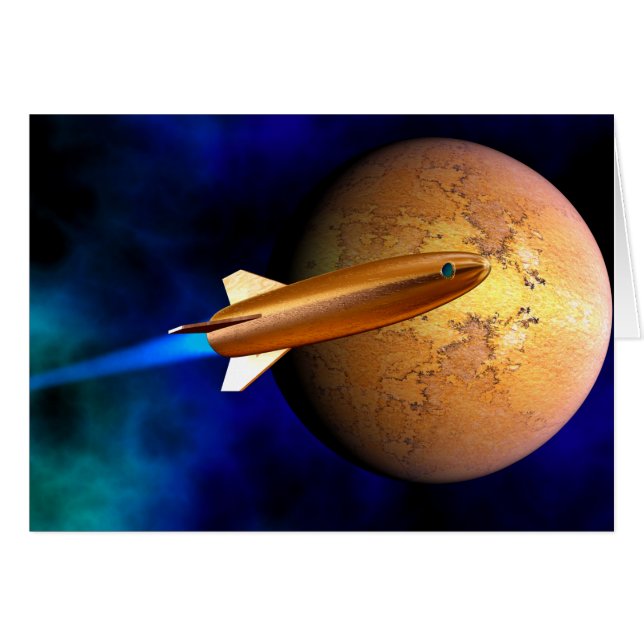 vintage raket hälsningskort (Framsidan Horizontal)