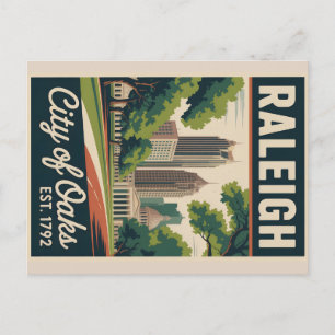 Vintage Raleigh North Carolina Retro Resemål Poste Vykort