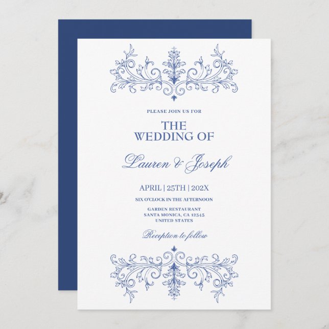 Vintage Ram Bröllop Inbjudningar (Fram/baksida)