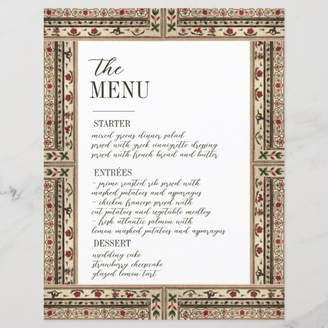 Vintage Ram Ethnic Motif Bröllop Menu (Framsida)