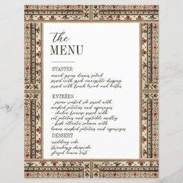 Vintage Ram Ethnic Motif Bröllop Menu