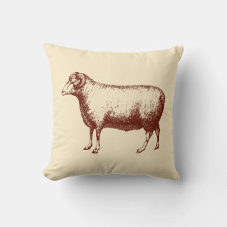 Vintage Ram Får Rustik Gård Beige Kuddcover Pillow Kudde