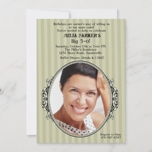 Vintage Ram Foto Födelsedagsfest inbjudan (Framsida)