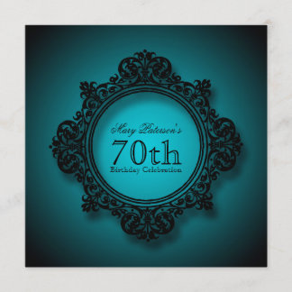 Vintage Ram i blått - 70:e födelsedagshälsfirande Inbjudningar