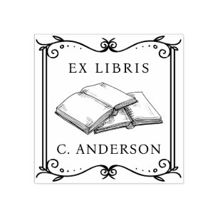 Vintage Ram Personlig Bibliotek Ex Libris Bok Sida Stämpel
