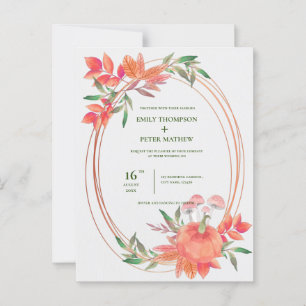 vintage ram Pumpkin höst löv Fall Wedding Vykort