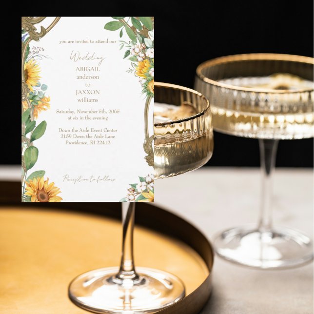 Vintage Ram Solros Bröllop Inbjudningar (Skapare uppladdad)