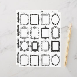 Vintage ramar Line Art Collage Scrapbookpapper