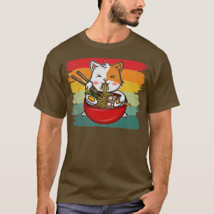 Vintage Ramen Cat Anime Bowl Kawaii Neko Japanska T Shirt