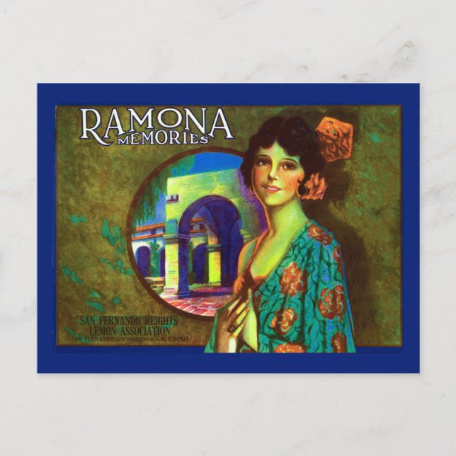 Vintage Ramona Memories Lemons Label Vykort (Framsida)