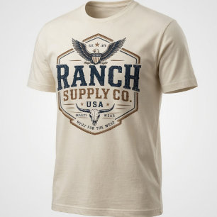 Vintage Ranch Supply Co USA Longhorn Eagle T Shirt
