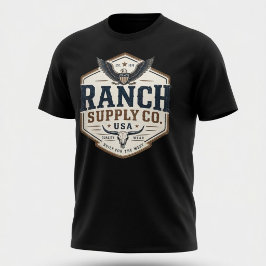 Vintage Ranch Supply Co USA Longhorn Eagle  T Shirt