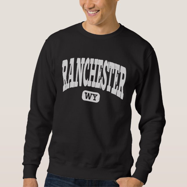 Vintage Ranchester Wyoming Lång Ärmad Tröja (Framsida)