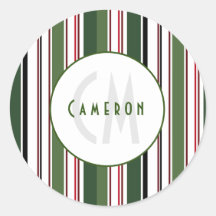 Vintage Rand Enkel Grönt Vita Monogram