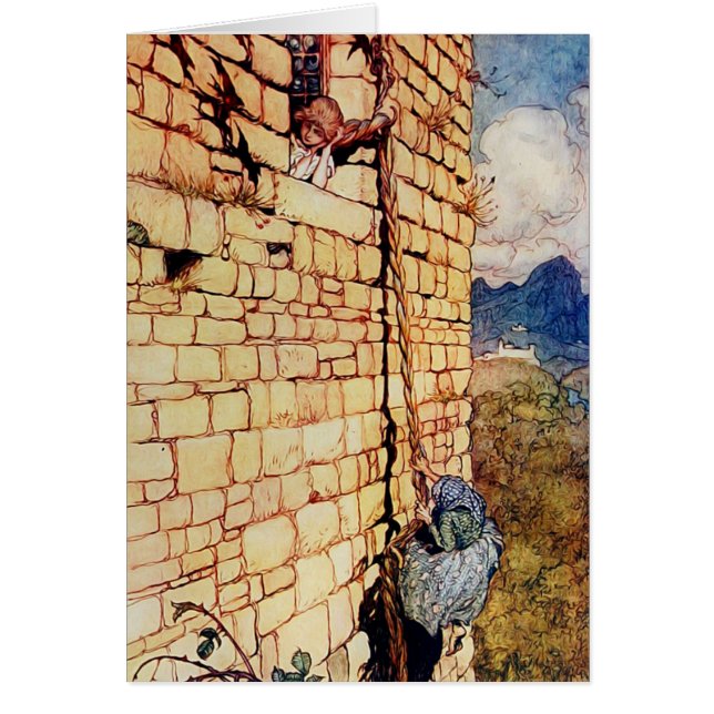 Vintage Rapunzel Fairy Tale Hälsningskort (Framsidan)