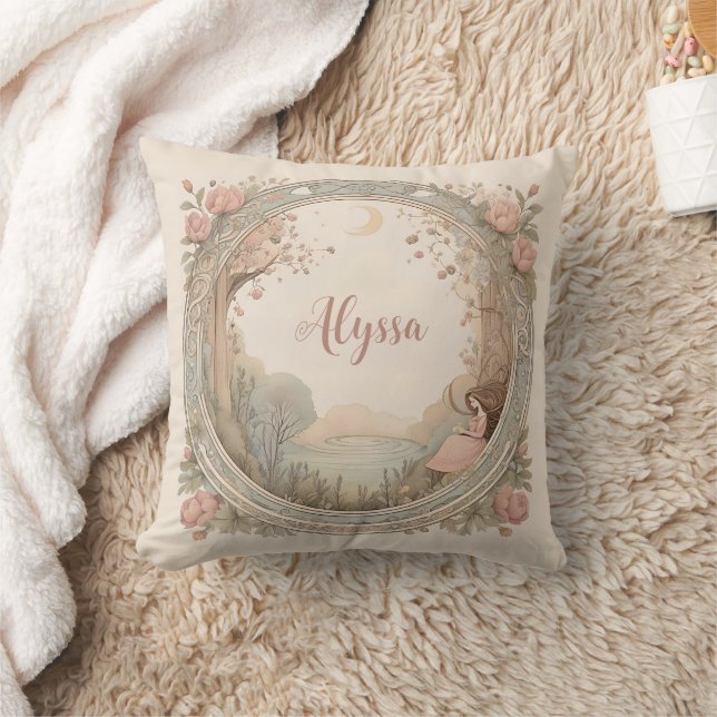 Vintage Rapunzel Fairytale Kudde (Filt)