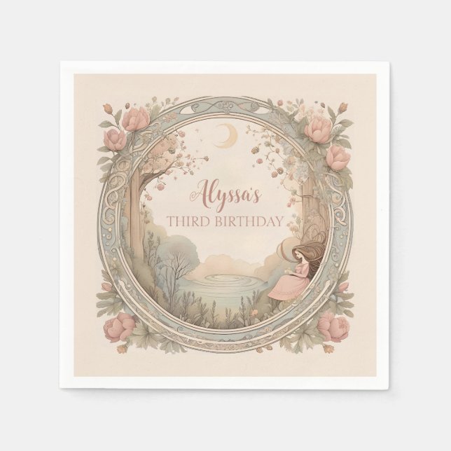 Vintage Rapunzel Fairytale Pappersservett (Framsidan)