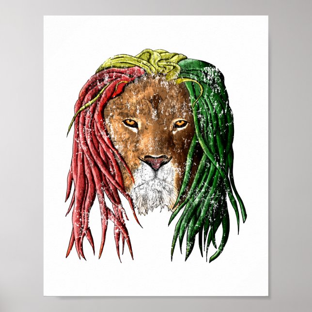 Vintage Rasta Reggae Lejon Poster (Framsidan)