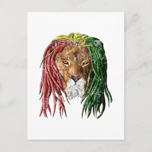 Vintage Rasta Reggae Lejon Vykort