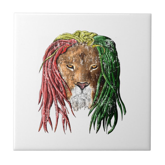 Vintage Rasta Reggae Lejonare Kakelplatta (Framsidan)