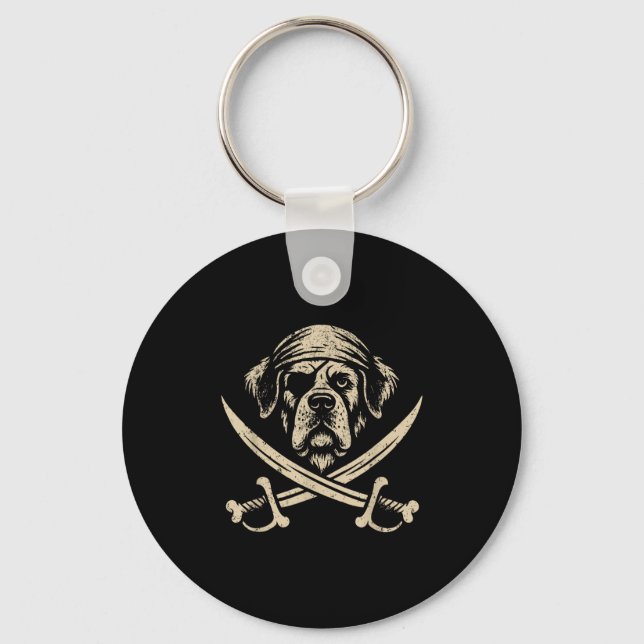 Vintage Rate Saint Bernard Crossbone Hund älskare Nyckelring (Framsida)