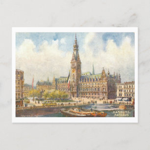 Vintage Rathaus Hamburg Tyskland Vykort
