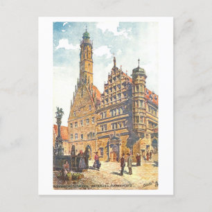 Vintage Rathaus Rothenburg, Tyskland Vykort